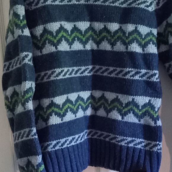 Abercrombie & Fitch Vintage Tahoe Blue Ski Triple Zigzag Lambwool Sweater- XL - Picture 4 of 7